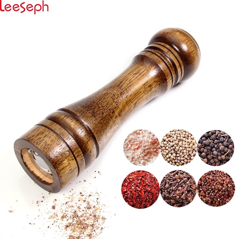 8 Inches Pepper Mill Solid Wood Pepper Grinder with Adjustable